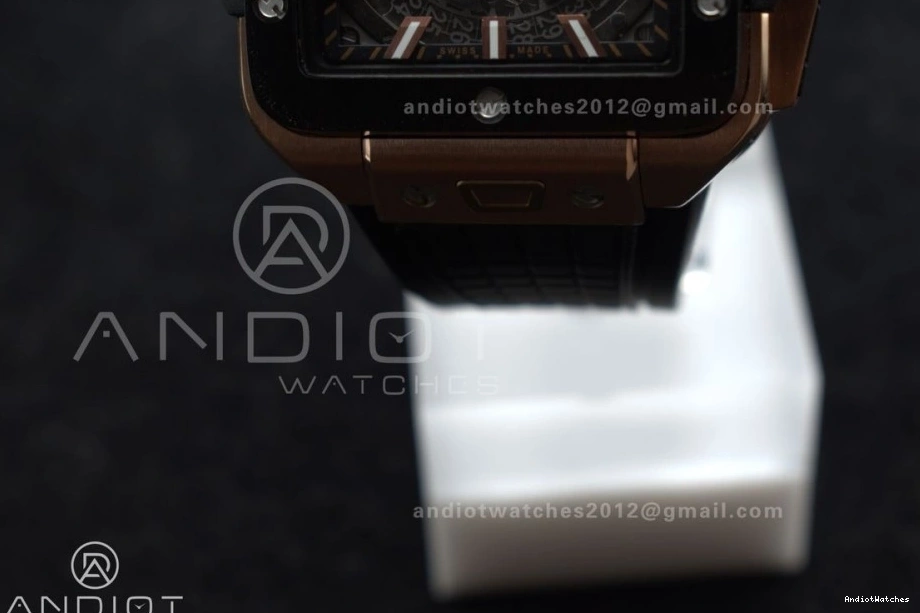 Edition 42mm Strap 1116 Square Bang Bezel RG 1:1 Rubber Black Best Dial A Skeleton on Unico Affordable Ceramic BBF 1022